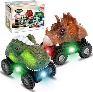DinoRacers | Acción rugiente - Coche de dinosaurio eléctrico con luz y sonido